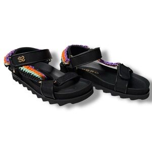Sandro‎ lug sole Black Sandals with Multicolor Accents 36